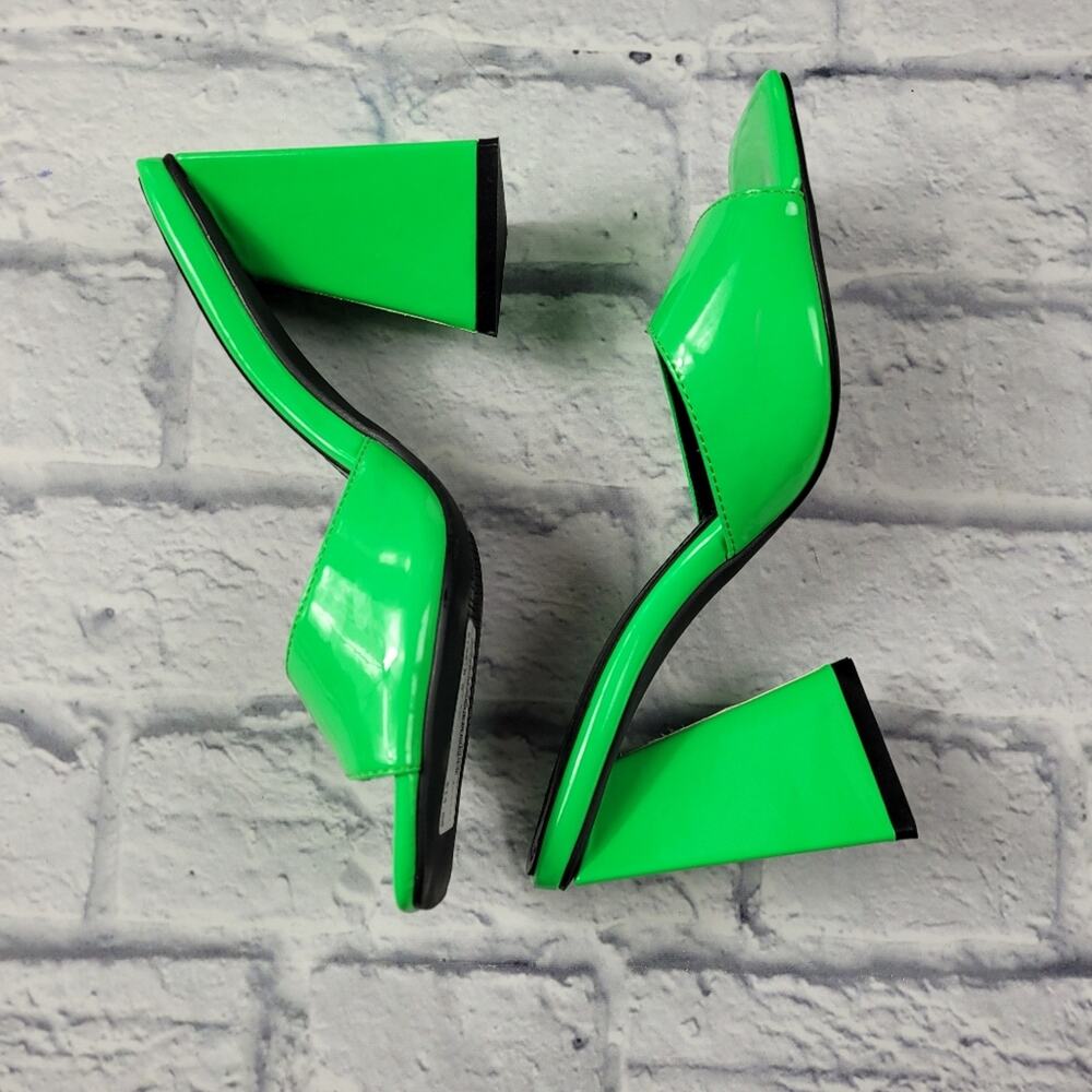 Neon Green Azalea Wang Work For It Chunky Slide Sandals size 6.5